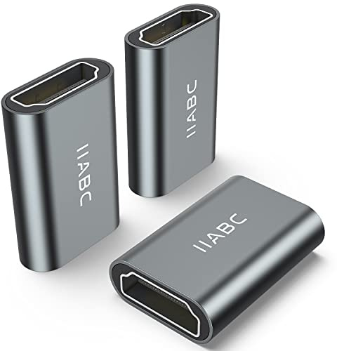 IIABC Acoplador HDMI hembra a hembra, paquete de 3, adaptador HDMI 3D 4K @60Hz, conector de cable de extensión de aleación de aluminio para HDTV, Roku Stick, computadora, PC, monitor, laptop