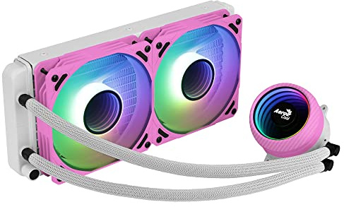 AEROCOOL MIRAGEL240PK, Refroidisseur Liquide CPU, 2 Ventilateurs 12cm ARGB, TDP 400W, Rose