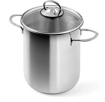 Royal Norfolk Asparagera, Realizzata in Acciaio Inox, Misura 16x21cm, è Compresa di Coperchio, Lavabile in Lavastoviglie, Classico e Igienico 100%, Prodotto Originale e Certificato, Grigio