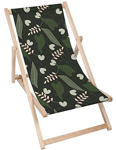 DreamRoots Liegestuhl Klappbar Holz aus Buchenholz, bis 130 kg belastbar, 3-Fach verstellbare Rückenlehne, waschbarer Polyesterbezug