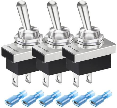 Gebildet 3PCS Metal Toggle Switch 25A 12VDC/15A 24VDC/10A 250VAC/15A 125VAC SPST ON/Off 2Pin 2 Position