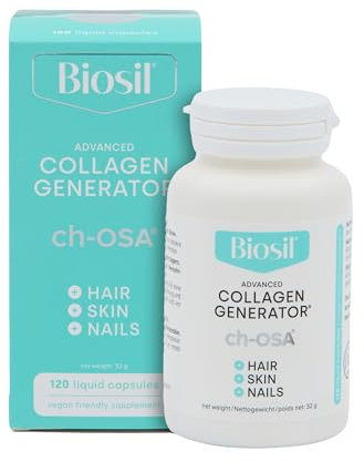 Biosil Collagen Generator – 120 capsule liquide – Con complesso brevettato ch-OSA – Genera e protegge il tuo collagene – Privo di OGM – Fornitura di 60 giorni