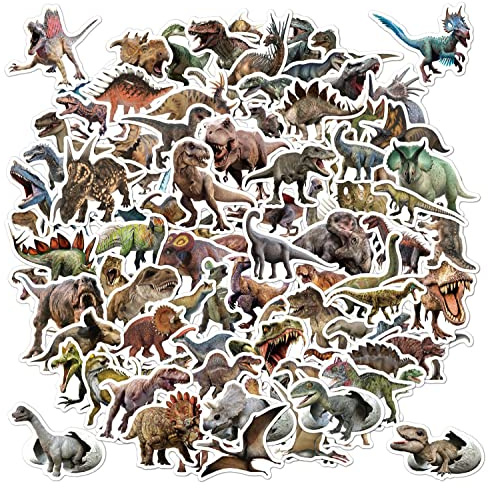 100pcs Jurassic Dinosaur Stickers for Kids Waterproof Vinyl Dino Stickers for Boys Girls Teens Waterbottle Scrapbook Laptop Skateboard Computer