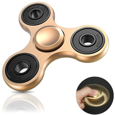 Coolden Hand Spinner Metal, Anti Stress Fidget Toys Haute Vitesse de 2-5 Min, École Bureau Jouet Fidget Spinner Cadeau pour Enfants Adultes Anxiety Relief ADHD Finger Spin Or