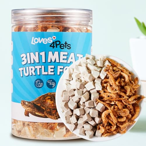 Loves4Pets Turtle Food - Natural Freeze-Dried Chicken, Duck and Antarctic Krill – 3 in 1 Premium Treats for Reptiles, Cats & Dogs – Human-Grade Real Meat