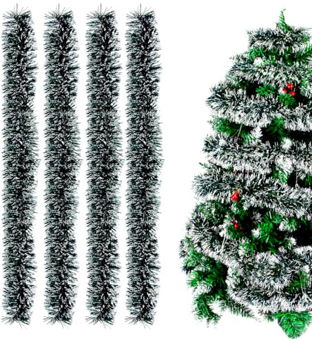 Sprinlot Guirnalda Verde Oscuro, 8M Verde Espumillón Guirnalda Navidad, Guirnaldas Abeto Navidad
