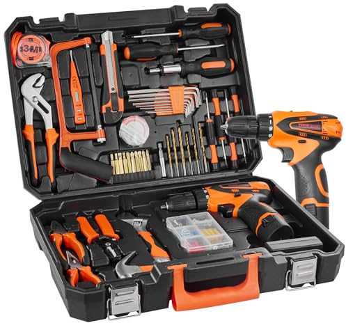 VEVOR kit d'outils de réparation domestique, 146 pièces, ensemble d'outils manuels ménagers généraux, avec perceuse électrique et étui de rangement d'outils portables, pour l'entretien de la maison