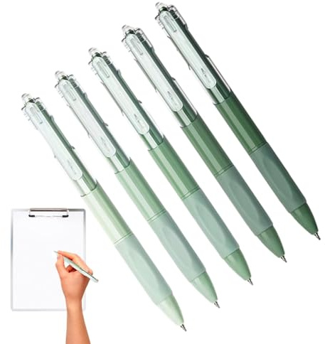 Penne gel estetiche, penne a a pressione estetica, set di 5 penne in gel pressa per scrittura liscia per studenti ed esami | Matite sfumate Shell ad asciugatura rapida per scuola