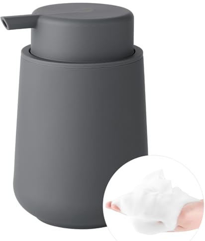 YAUKPH Dispenser di sapone per le mani in schiuma, in plastica, 325 ml, stile moderno e minimalista, per bagno e cucina, ricaricabile, colore: grigio opaco