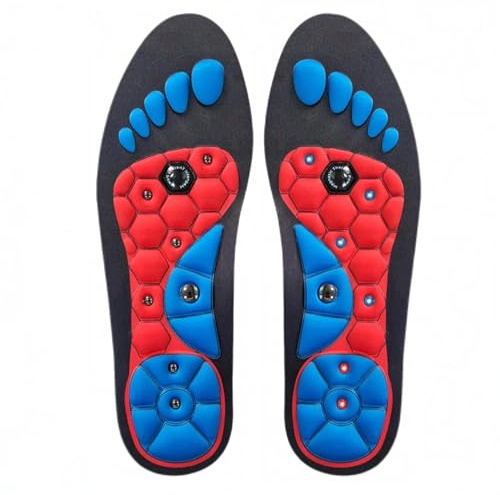 Magnetic Acupressure Insoles for Men, Magnetic Massage Insoles with Acupressure Points, Breathable Shoe Insoles for Foot Massage & Comfort (Black, L)