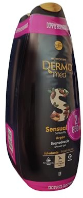Dermomed Bagnoschiuma Idratante Seducente all’Argan con Acido Ialuronico e Glicerina, Fragranza Calda e Agrumata, Dermatologicamente Testato, Azione Emolliente, Antiossidante e Idratante, 650 ml x 2