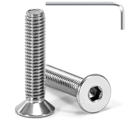 Tunejoy Tornillo Avellanado M5 x 25 mm Tornillos de Cabeza Avellanada Hexagonal de Acero Inoxidable A2 V2A Norma DIN 7991 con llave Allen Rosca Completa 20 Piezas