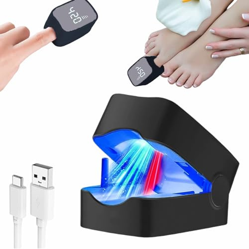 Dispositivo Tratamiento Hongos Uñas con números LED, Limpieza y Reparación Hongos Las Uñas Los Pies,Portátil Recargable Uso Doméstico para Uñas y Pies (Negro)