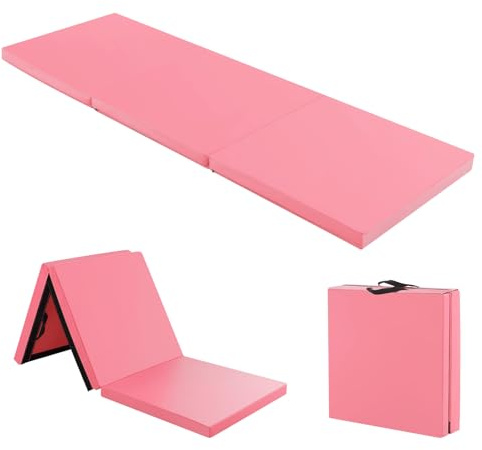 COSTWAY 180 x 60 x 5 cm Colchoneta de Gimnasia Plegable, Esterilla de Gimnasia con Superficie Impermeable y Algodon Perlado, Estera Suave de Yoga con 2 Asas para Niños Adultos
