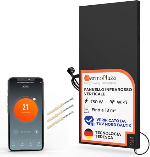 Termoplaza Radiador Electrico WiFi Bajo Consumo 750 Vatios hasta 18m2 | Infrarrojo Calefaccion - Convector Electrico Bajo Consumo - Vertical Calefactor Bajo Consumo Paneles Calefactores Pared