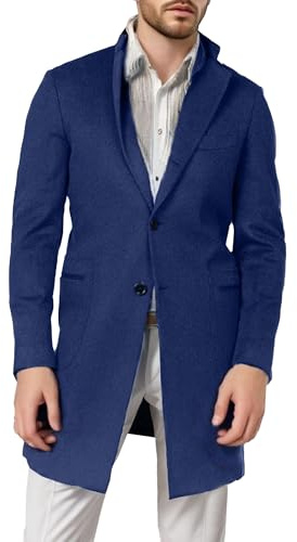 Herrars ullblandning hack krage trenchcoat tjock vinter varm affärer ytterrock vindjacka ull lång jacka, gRÖN, XXL