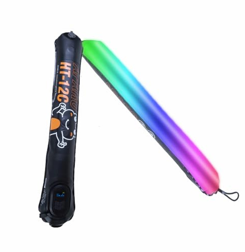 Aumotop Barra de Luz de Vídeo LED RGB Inflable, Varita Fotografía Columna Aire Mano 12 W, Luz Relleno Iluminación Suave para Grabación Vídeo Vlog, 2500 K-6500 K Regulable 20 Efectos FX con Batería