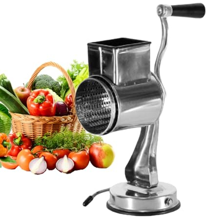 Grattugia per formaggio multiuso - Grattugia a manovella in stile tamburo, antiscivolo | Creatives Modern Design Grattugia da cucina e spiralizzatore di verdure per formaggio, patate, frutta