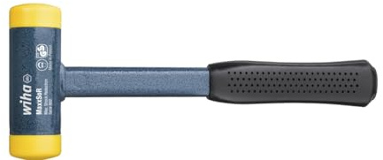 Wiha Martillo de cara blanda sin contragolpe, semiduro con tubo de acero, cabezal redondo 35, 300 mm (02124)