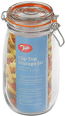Tala Glass Storage Jar - Clear (Single Piece) | 1550ml | Airtight | Versatile, Preserving Fresh Goods, reducing waste | Solid