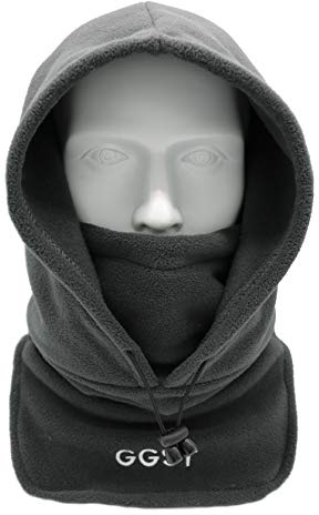 GG ST Balaclava Windproof Ski Mask Winter Thermal Fleece Hood Heavyweight Neck Warmer Snood Outdoor Sports Face Covers Hat for Men & Women Gray