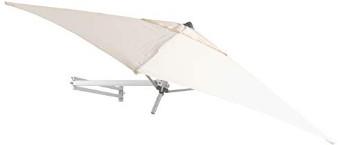 EASYSOL Sonnenschirm Wandmontage 200 x 200cm eckig, für Balkon, Terrasse, Garten, Parasol für die Wand, Teleskopisch und Neigbar, aus Aluminium und Polyester, ecru weiss