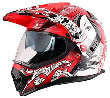 Casco da Motocross Donna Uomo Casco Moto Cross con Doppia Visiera, Casco Enduro Casco Integrale da Discesa MTB Quad MX Offroad ATV Downhill Motorino Scooter Motoslitta Sport, 3 Colori,Rosso,S