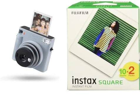 instax SQUARE SQ1 instant camera, Glacier Blue with instax SQUARE Colour Film, 20 Shot Pack