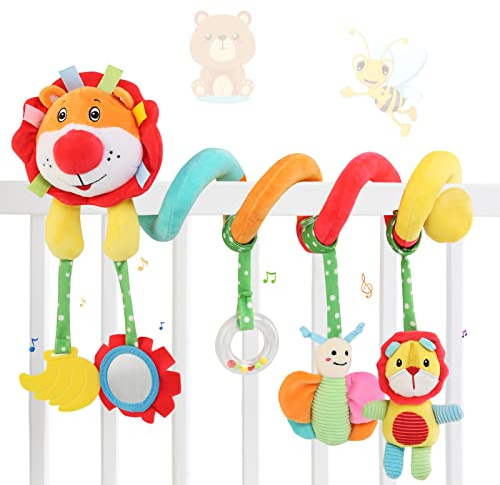 Ballery Juguetes Colgantes para Bebé Espiral, Juguetes Bebes 0 3 6 12 Meses, Juguete para Cochecito de bebé, Espiral Actividades Colgar Juguetes para niños niñas Regalos - León
