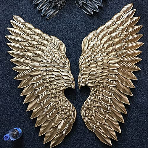 Decorazione da Parete Ali d'Angelo in Metallo 3D da Appendere alla Parete, bassorilievo Fatto a Mano, Adesivi murali retrò, Decorazione da Parete di Sfondo per Camera da Letto e Soggiorno (C