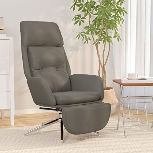 INLIFE Relaxsessel mit Fußstütze Grau Echtleder & Kunstleder,Grau,13.8KG