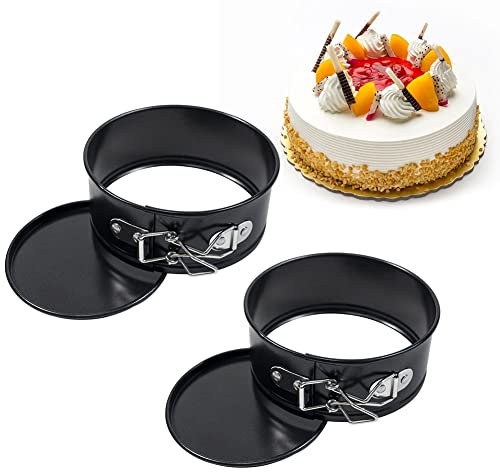 EUBSWA Mini teglia rotonda con rivestimento antiaderente, 2 pezzi, piccoli stampi per torte, 12 cm