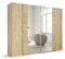Rauch Möbel Kronach, Kombischrank, Schrank, Kleiderschrank, Schwebetürenschrank, Eiche Artisan, Holz, mit Spiegel, 4-türig, Inklusive 2 Kleiderstangen, 10 Einlegeböden, BxHxT 268x210x59cm