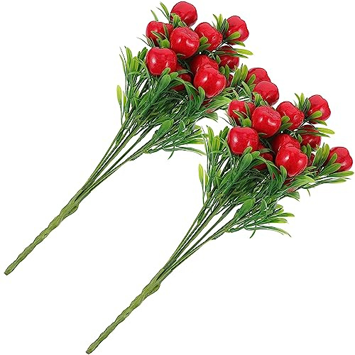 HOMSFOU Artificial Apples Branches 12.79 Inch Faux Fruit Stems Realistic Fake Apple Tree Stems for Home Decor Wedding Centerpieces Floral Arrangements