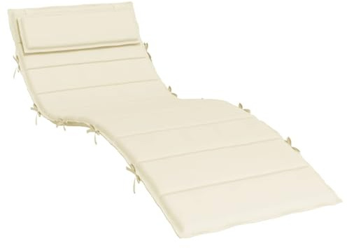 vidaXL Cuscino per Lettino Crema 180x60x4 cm in Tessuto Oxford, cuscino, cuscino per seduta, cuscino per sedia, cuscino da esterno