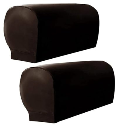 Lobamop Armchair Arm Covers, 2Pcs Armrest Cover Ultra Thick and Soft PU Leather Stretch Arm Cover for Recliners Sofas Chairs B