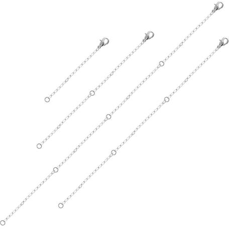 RDNKVB 4pcs Extensor de Collar Plata 5/10/15/20 cm Extensor de Collar Extensión Extensor de Cadena Necklace Extender para Collares Pulseras Fabricación de Joyas Mujeres Hombres