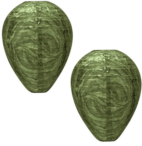Wasp Nest Decoy Hanging Paper Fake Hornet Nest Decoy Outdoor for Wasps Hornets Yellow Jackets Home Garden Yard 2 Pack Dark Green