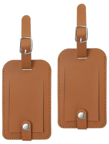 PATIKIL 2pz Etichette per Bagagli, Etichette per Valigie Pelle Pu con Chiusura a Scatto Etichetta Viaggio Identificatore Bagagli Protezione Privacy Accessori Viaggio, Marrone