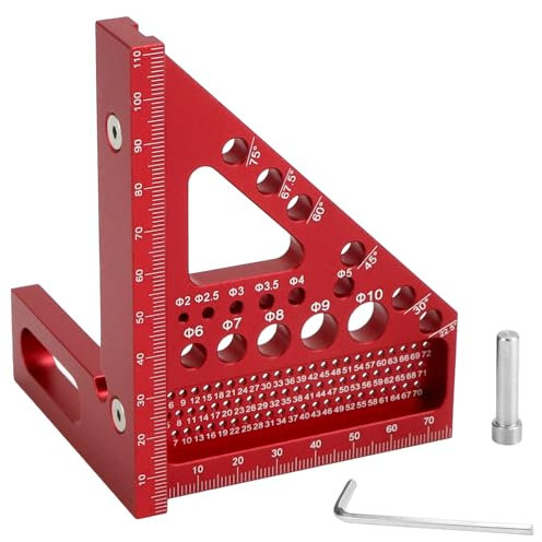 QWORK® Escuadra Carpintero, 22.5-90° Regla de Medición Multiángulo, Regla de Marcado Aluminio, para Carpinteros, Ingenieros, Trabajadores de Construcción