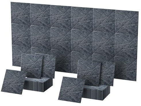 Gr8 Home Set Of 12 Dark Grey Square Self Adhesive Acoustic Wall Panels Tiles Studio Home Office Sound Proofing Insulation Noise Reduction Pad