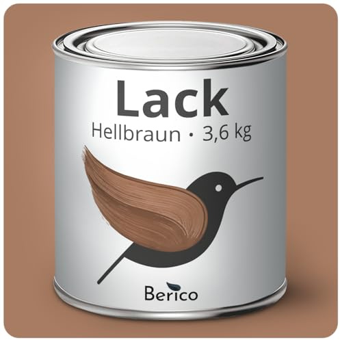 Berico Acryllack - Hellbraun - 3,6 Kg - 4in1 Lack Buntlack Möbelfarbe Möbellack - Für Innen und Außen - Holz, Möbel, Metall & Fliesen