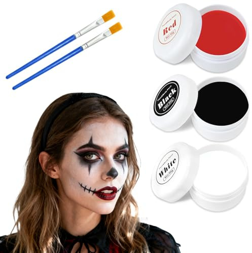 Trucco per Halloween, 150 g, colore nero, bianco, rosso, per trucchi teatrali, carnevale, per cosplay