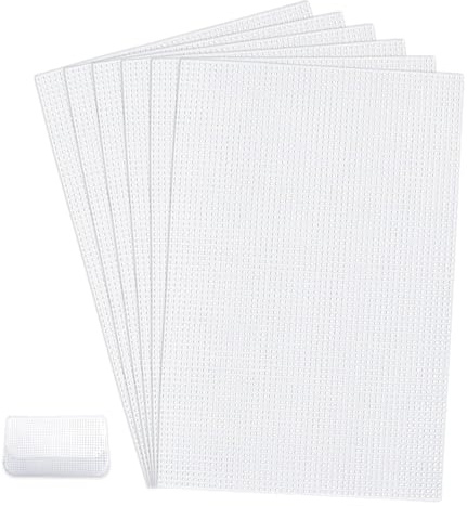 HMCEY 6 Pezzi Rete Canvas Borse Bianco 30 X 20 cm,Fogli Tela Di Plastica a Rete per Borse Uncinetto,Cross Stitch Plastic Mesh Canvas,Retes Sagomata per Borses Fai da Te,Retes per Ricamo a Filet