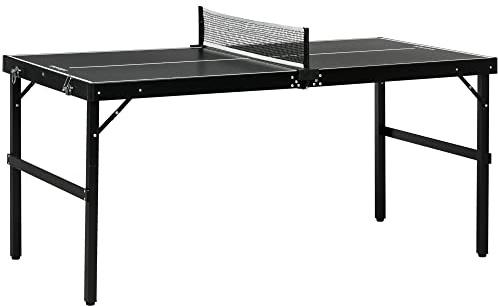 SPORTNOW Mini Table de Ping Pong Pliable avec Filet 152 x 76 x 72 cm Noir