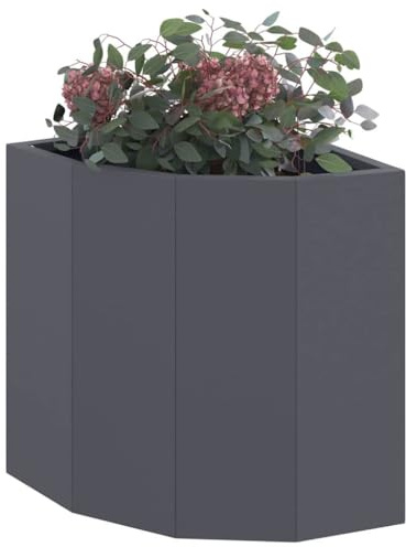 vidaXL Macetero de Esquina Antracita 30 x 30 x 35 cm Acero, Jardín y Terraza, Jardinería de Acero Moderno, Maceta Resistente, Contenedor para Flores, Exhibidor de Plantas