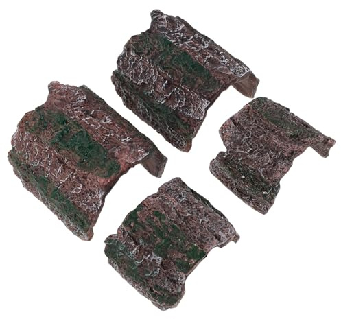 NUOBESTY Lot de 4 cachettes pour Reptiles : Imitation écorce - Abri pour Terrarium pour lézards, Serpents et araignées - Décoration pour Aquarium - Cachette en Forme de bûche