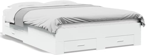 Emmtore Cama con cajones Madera de ingeniería Blanco 135x190 cm