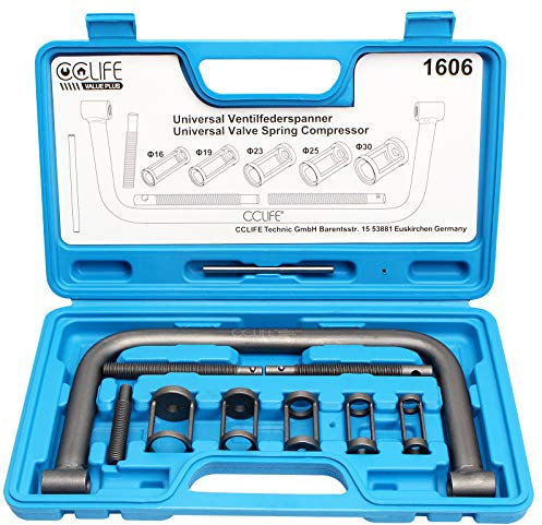 CCLIFE Compressore Molle Valvola Universale, Set 10 Pezzi, Gamma 16-30mm, con Custodia Portatile