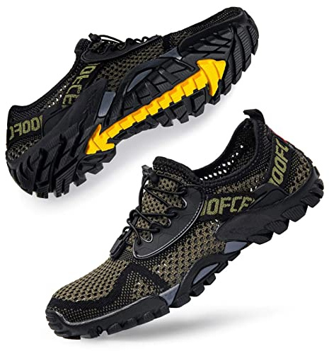 Men's Quick-Dry Water Hiking Shoes Women Lightweight Beach Pool Swim Skin Shoes for Surf Boating Army Green